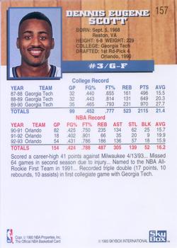 1993-94 Hoops #157 Dennis Scott Back