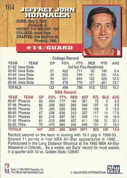 1993-94 Hoops #164 Jeff Hornacek Back