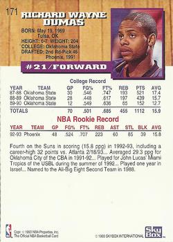 1993-94 Hoops #171 Richard Dumas Back