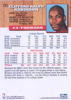 1993-94 Hoops #183 Cliff Robinson Back