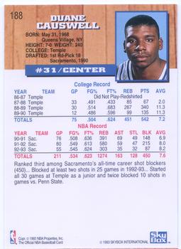 1993-94 Hoops #188 Duane Causwell Back