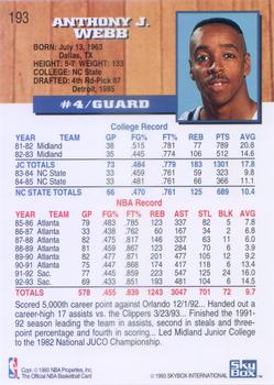 1993-94 Hoops #193 Spud Webb Back
