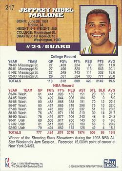 1993-94 Hoops #217 Jeff Malone Back