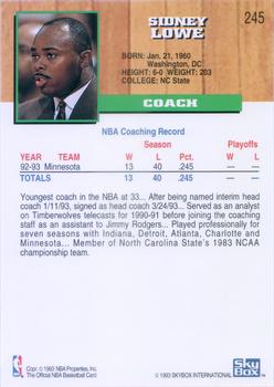1993-94 Hoops #245 Sidney Lowe Back
