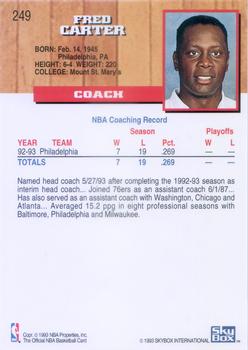 1993-94 Hoops #249 Fred Carter Back