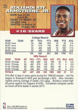 1993-94 Hoops #25 B.J. Armstrong Back