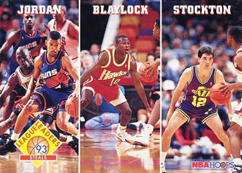 1993-94 Hoops #289 Steals (Michael Jordan / Mookie Blaylock / John Stockton) Front