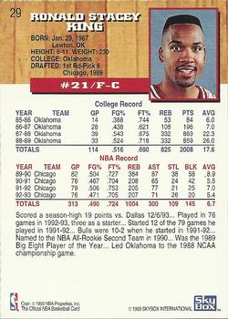 1993-94 Hoops #29 Stacey King Back