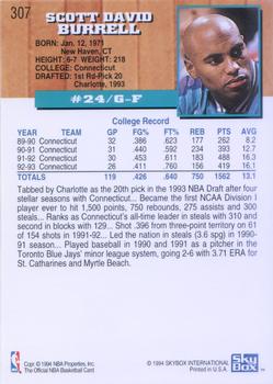 1993-94 Hoops #307 Scott Burrell Back