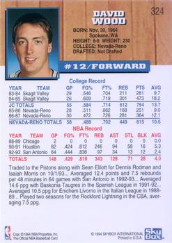 1993-94 Hoops #324 David Wood Back