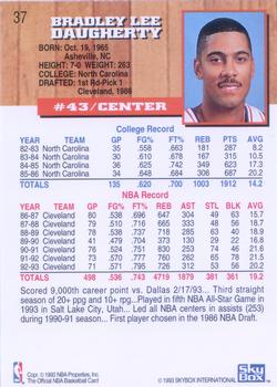 1993-94 Hoops #37 Brad Daugherty Back