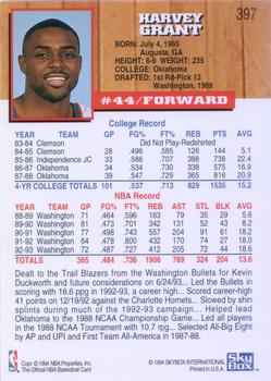 1993-94 Hoops #397 Harvey Grant Back