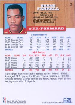 1993-94 Hoops #3 Duane Ferrell Back