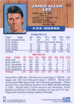 1993-94 Hoops #402 Jim Les Back