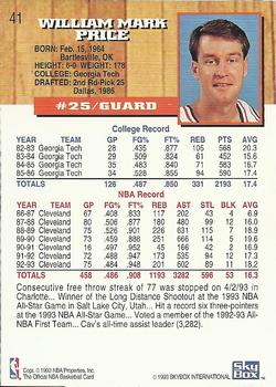 1993-94 Hoops #41 Mark Price Back