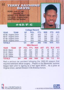 1993-94 Hoops #44 Terry Davis Back