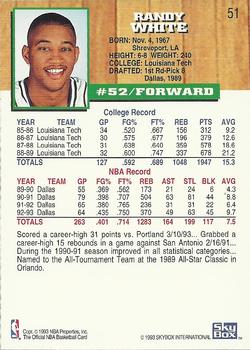 1993-94 Hoops #51 Randy White Back