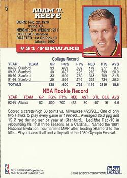 1993-94 Hoops #5 Adam Keefe Back