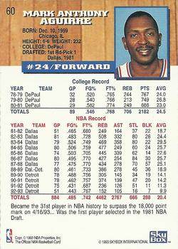 1993-94 Hoops #60 Mark Aguirre Back
