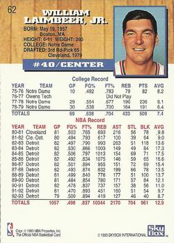 1993-94 Hoops #62 Bill Laimbeer Back