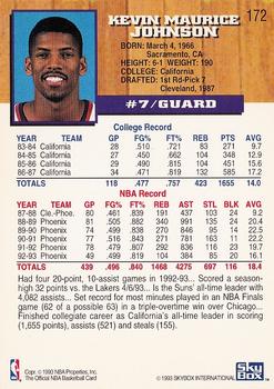 1993-94 Hoops #172 Kevin Johnson Back
