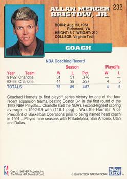 1993-94 Hoops #232 Allan Bristow Back