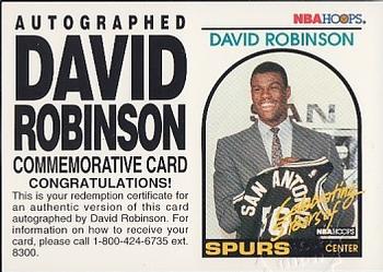 1993-94 Hoops #NNO David Robinson Commemorative Card Redemption Back