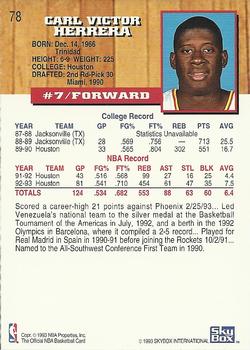 1993-94 Hoops #78 Carl Herrera Back