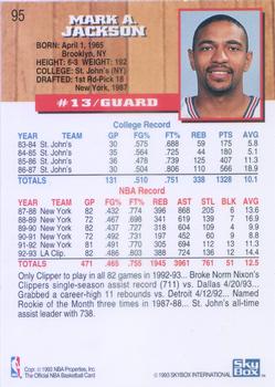 1993-94 Hoops #95 Mark Jackson Back