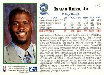 1993-94 Hoops - 1993 NBA Draft Lottery Pick Exchange #LP5 Isaiah Rider Back