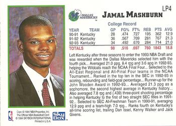 1993-94 Hoops - 1993 NBA Draft Lottery Pick Exchange #LP4 Jamal Mashburn Back