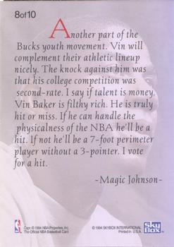 1993-94 Hoops - Magic's All-Rookies #8 Vin Baker Back