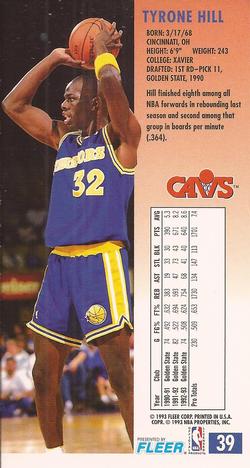 1993-94 Jam Session #39 Tyrone Hill Back
