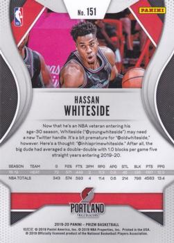 2019-20 Panini Prizm #151 Hassan Whiteside Back