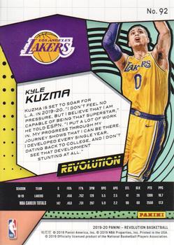 2019-20 Panini Revolution #92 Kyle Kuzma Back