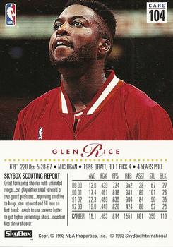 1993-94 SkyBox Premium #104 Glen Rice Back