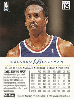 1993-94 SkyBox Premium #125 Rolando Blackman Back