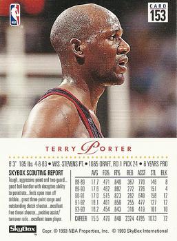 1993-94 SkyBox Premium #153 Terry Porter Back
