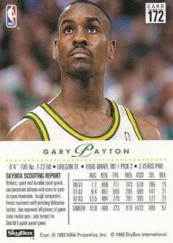 1993-94 SkyBox Premium #172 Gary Payton Back