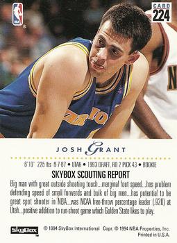 1993-94 SkyBox Premium #224 Josh Grant Back