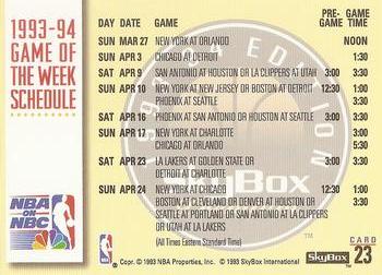 1993-94 SkyBox Premium #23 NBA on NBC Back