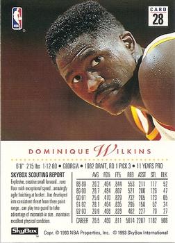 1993-94 SkyBox Premium #28 Dominique Wilkins Back