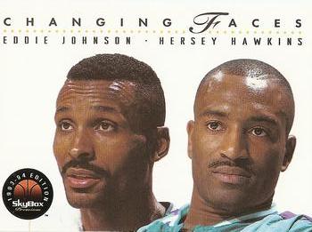 1993-94 SkyBox Premium #294 Eddie Johnson / Hersey Hawkins Front