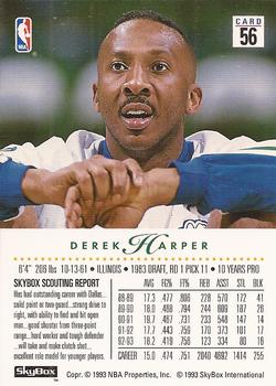 1993-94 SkyBox Premium #56 Derek Harper Back