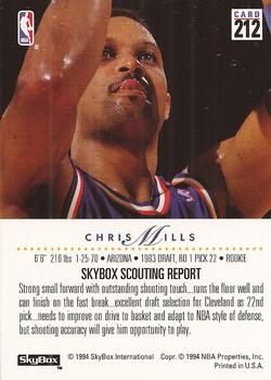 1993-94 SkyBox Premium #212 Chris Mills Back
