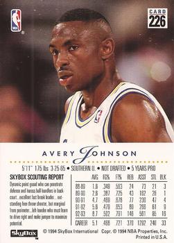 1993-94 SkyBox Premium #226 Avery Johnson Back