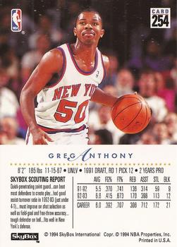 1993-94 SkyBox Premium #254 Greg Anthony Back