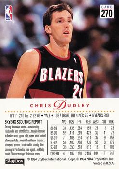 1993-94 SkyBox Premium #270 Chris Dudley Back