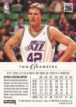 1993-94 SkyBox Premium #286 Tom Chambers Back