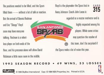 1993-94 SkyBox Premium #315 Eric Floyd / Dennis Rodman Back